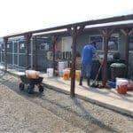 Rescue Ranch staff Cleaning kennels McKinney Fire