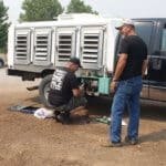 Working on Rescue Ranch animal transport vehicle generator during McKinney Fire