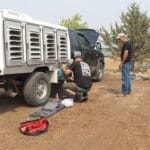 Working on Rescue Ranch animal transport vehicle generator during McKinney Fire