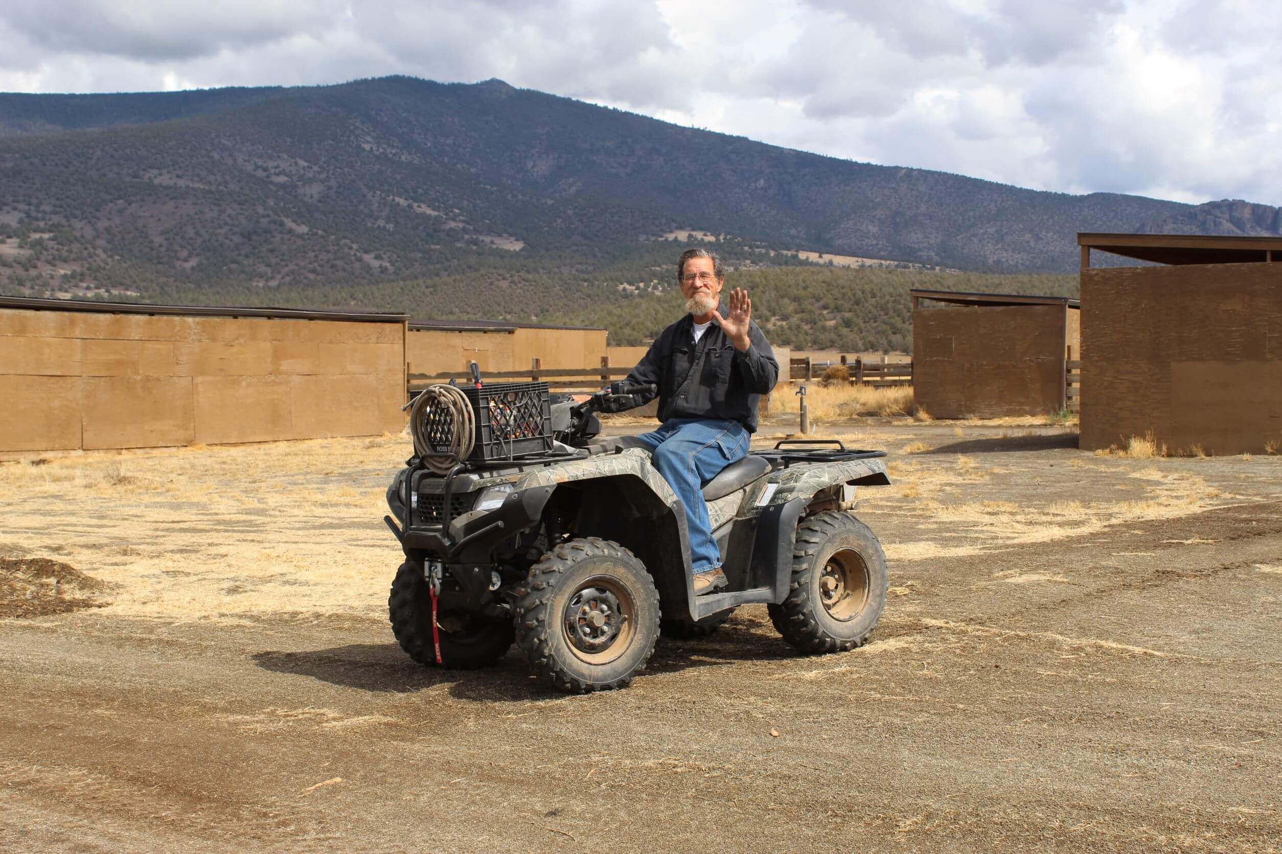 Executive Director John Golay on ATV at Rescue Ranch Sanctuary in Big Springs