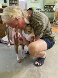 Dog Hospice Care, Pit Bull Spirit giving hugs