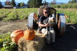 Pocket pittie, Ramona on Ari's lap at Hunter Prchards