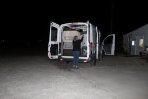 Rescue Ranch This Year,Cheryl Webber loading van for RRAAP appts