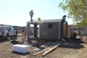 Giving Tuesday 2022, Rescue Ranch Sanctuary_Whelping Sheds finishing up the roofs 2