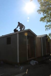 Giving Tuesday 2022, Rescue Ranch Sanctuary_Whelping Sheds finishing up the roofs 3
