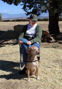 Rescue Ranch volunteer Jennfir with Annie at Hunter Orchards Pupmkin Patch
