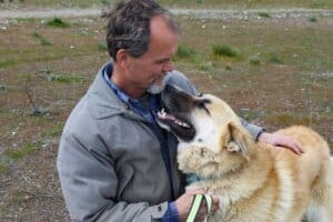 Affectionate Robbie looking up at Rick