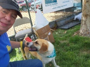 Dog adoptions, Eric selfie with Rescue Ranch dog 2