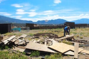 Sanctuary Marc working with deconstructed horse paddock materials