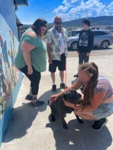 New family, Lacey saying goodbye to Onyx as adopters get ready to leave