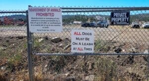 Abandoned dog, signs prohibiting the dumping of animals