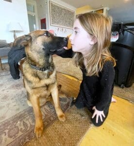 Foster dogs, Woosley daughter with foster Comet